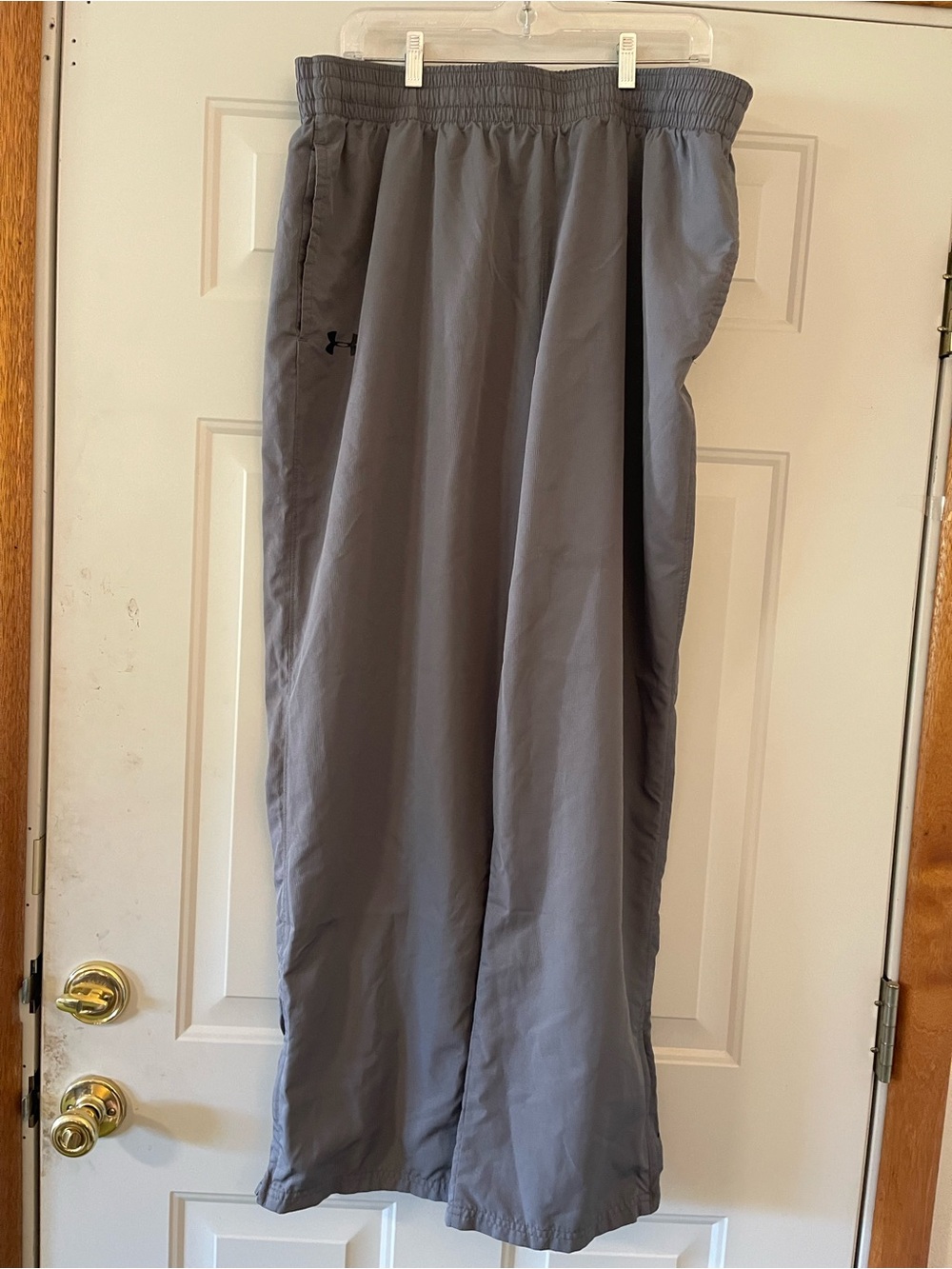 Under Armour Track Pants Mens XXL Loose Gray Ankle Zip Wind Heatgear Lined